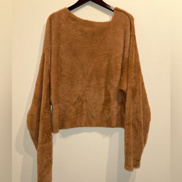 FREE PEOPLE Brown Glistening Sands Star Sign Fuzzy Pullover Sweater | Large - Picture 7 of 11